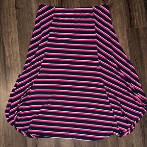 Chico's Vibrant Pink and Black Striped A-Line Skirt